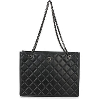 Chanel Black Quilted Caviar CC Shopping Tote Handbag fv