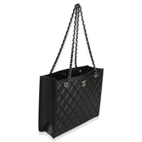 Chanel Black Quilted Caviar CC Shopping Tote Handbag pv