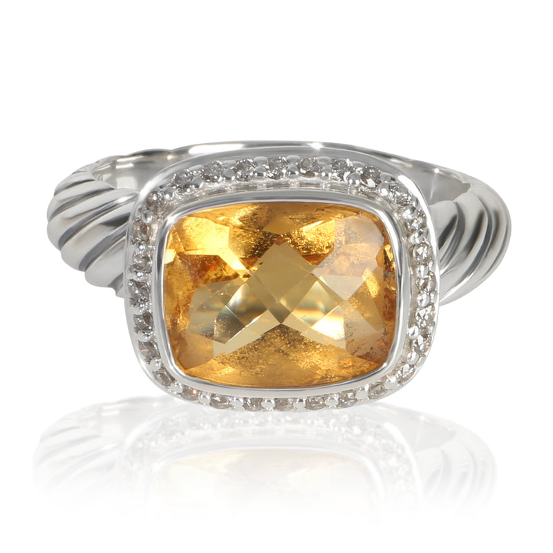 David Yurman Sterling Silver Citrine and Diamond Noblesse Ring fv