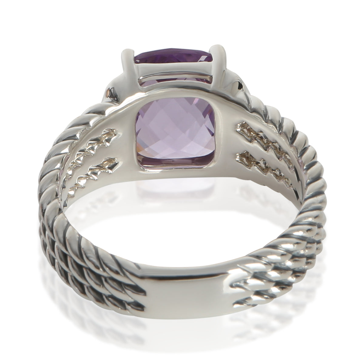 David Yurman Sterling Silver Amethyst and Diamond Petite Wheaton Ring pv