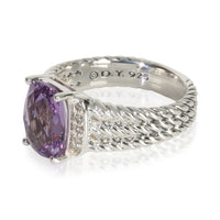 David Yurman Sterling Silver Amethyst and Diamond Petite Wheaton Ring sv