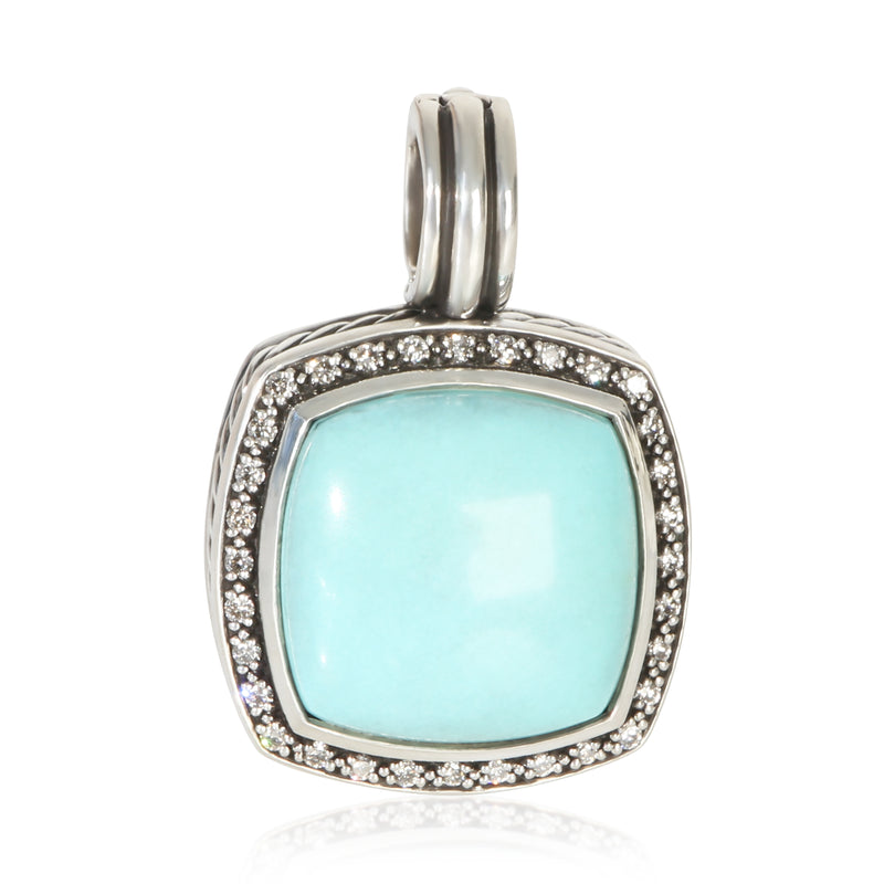 David Yurman Sterling Silver Turquoise and Diamond Albion Pendant fv