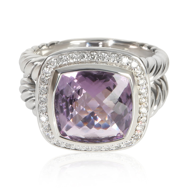 David Yurman Sterling Silver Amethyst and Diamond Albion Ring fv