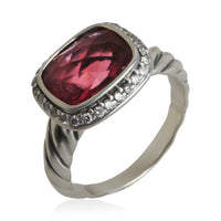 David Yurman Sterling Silver Tourmaline and Diamond Noblesse Ring bv