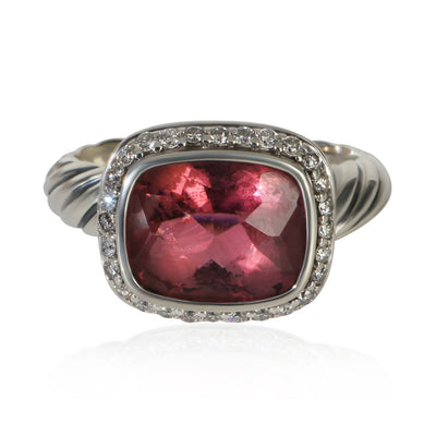 David Yurman Sterling Silver Tourmaline and Diamond Noblesse Ring fv