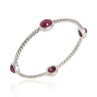 David Yurman Sterling Silver Ruby Cable Station Bracelet pv