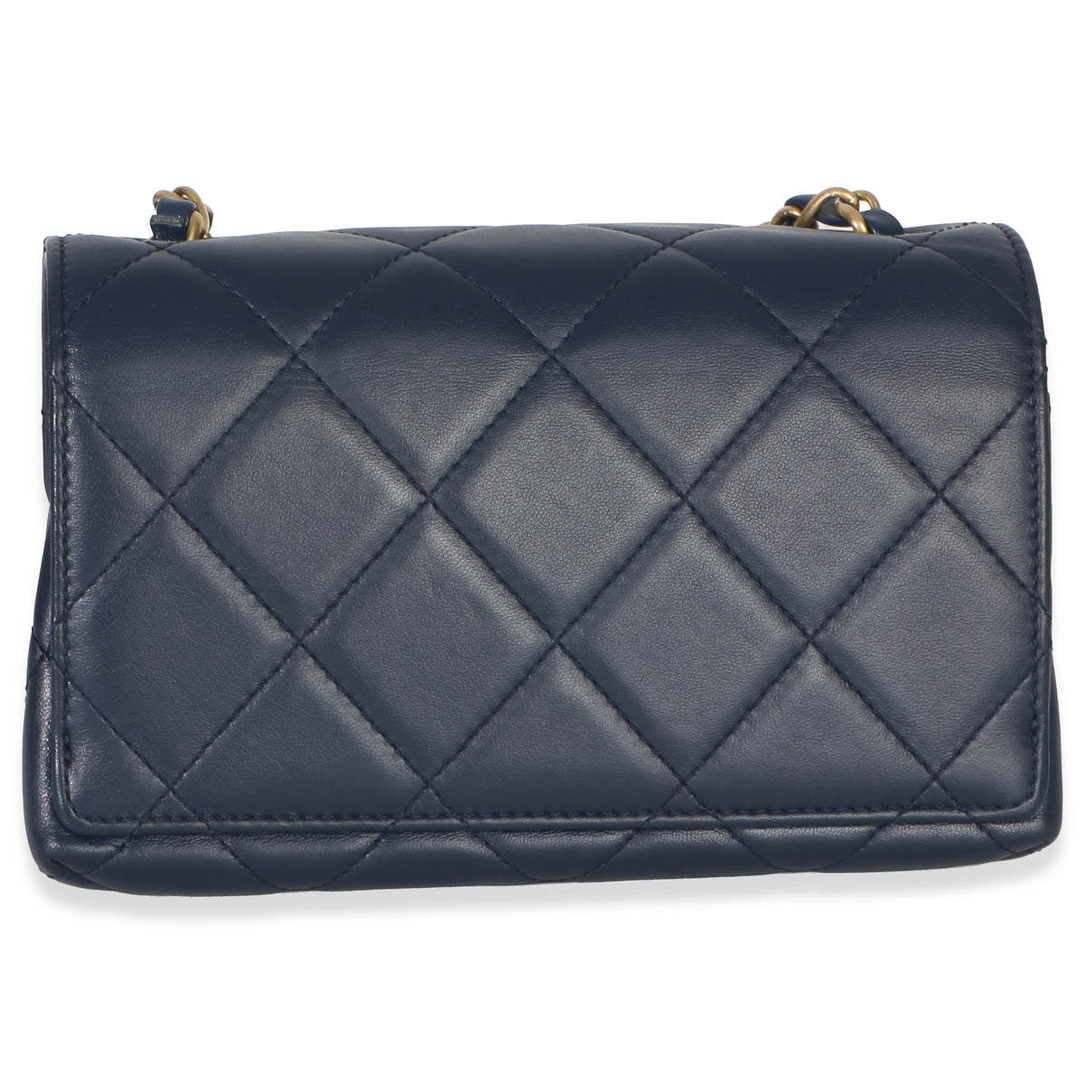 Chanel Navy Quilted Lambskin Mini Diamond Lock Flap Bag Handbag bv