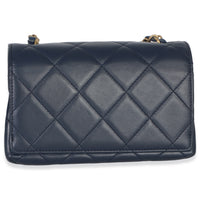Chanel Navy Quilted Lambskin Mini Diamond Lock Flap Bag Handbag bv