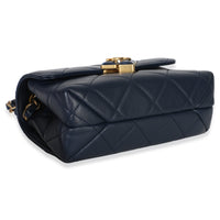 Chanel Navy Quilted Lambskin Mini Diamond Lock Flap Bag Handbag clasp