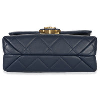 Chanel Navy Quilted Lambskin Mini Diamond Lock Flap Bag Handbag stamp