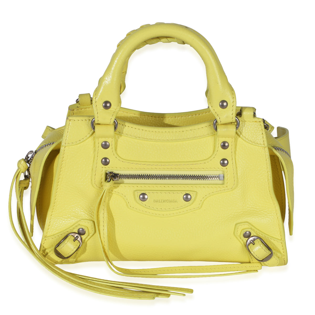 Balenciaga Yellow Grained Calfskin Small Neo Classic City Bag Handbag fv