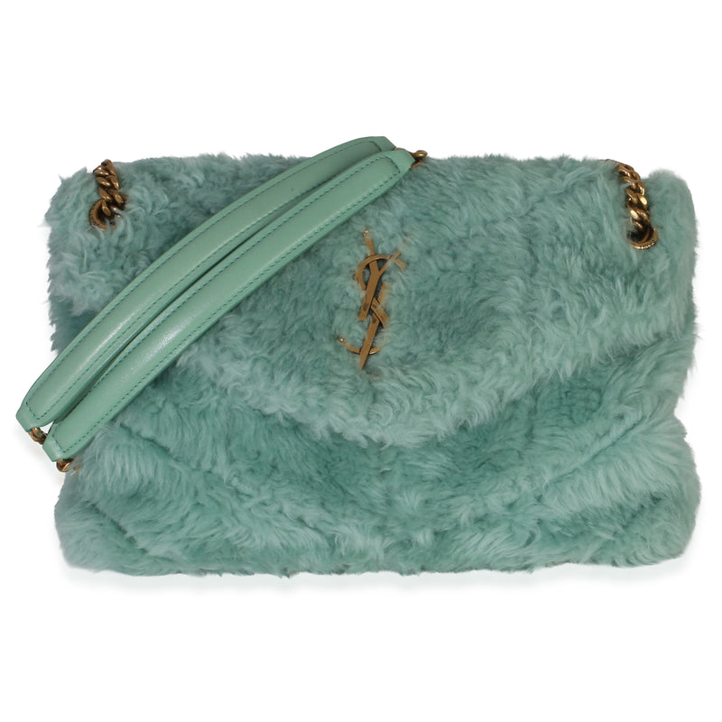 Saint Laurent Shearling Quilted Monogram Small Loulou Puffer Chain Satchel Handbag id