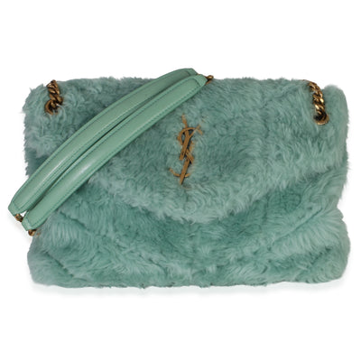 Saint Laurent Shearling Quilted Monogram Small Loulou Puffer Chain Satchel Handbag id