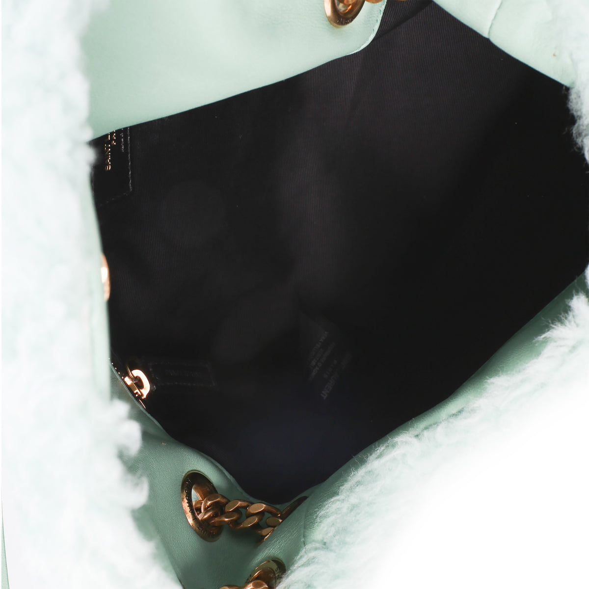 Saint Laurent Shearling Quilted Monogram Small Loulou Puffer Chain Satchel Handbag 9