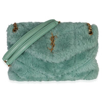 Saint Laurent Shearling Quilted Monogram Small Loulou Puffer Chain Satchel Handbag fv