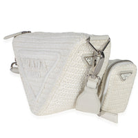 Prada White Raffia Effect Crochet Triangle Shoulder Bag Handbag 2