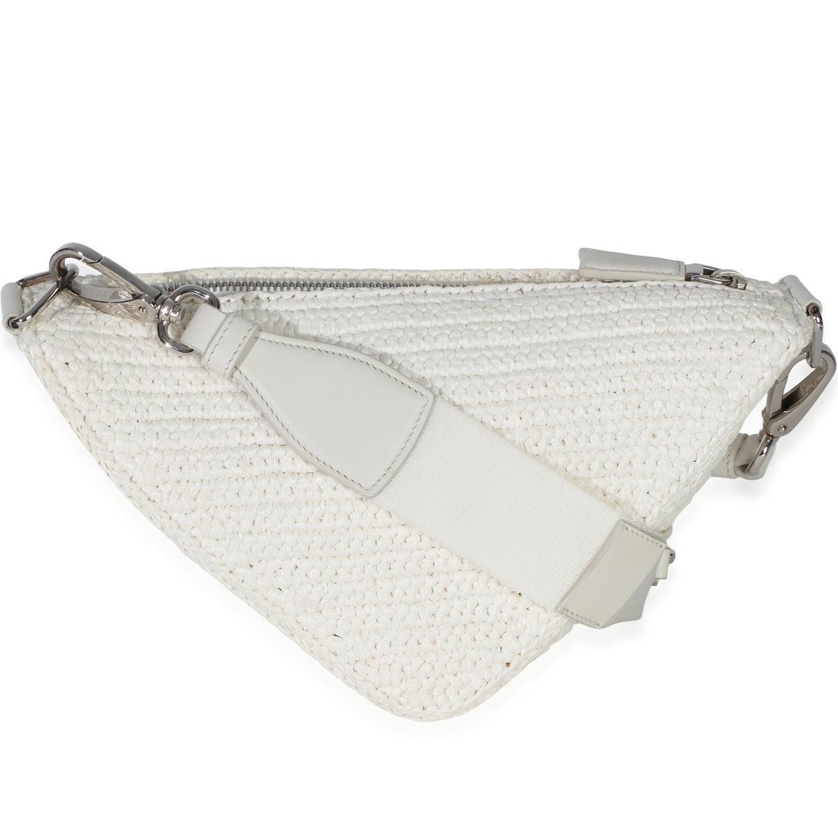 Prada White Raffia Effect Crochet Triangle Shoulder Bag Handbag 4