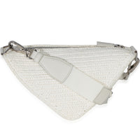 Prada White Raffia Effect Crochet Triangle Shoulder Bag Handbag 4