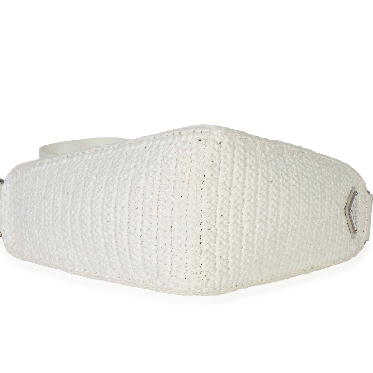 Prada White Raffia Effect Crochet Triangle Shoulder Bag Handbag 5