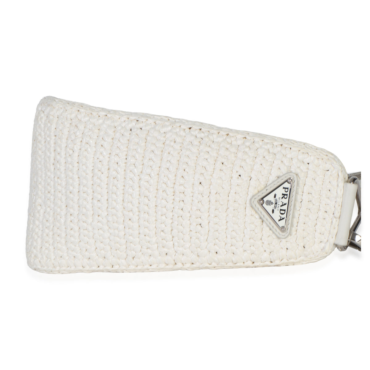Prada White Raffia Effect Crochet Triangle Shoulder Bag Handbag 6
