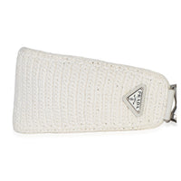 Prada White Raffia Effect Crochet Triangle Shoulder Bag Handbag 6