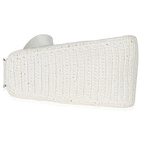 Prada White Raffia Effect Crochet Triangle Shoulder Bag Handbag 7