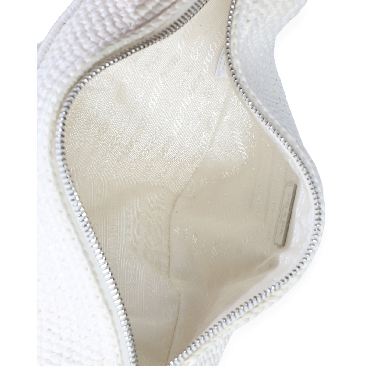 Prada White Raffia Effect Crochet Triangle Shoulder Bag Handbag 9