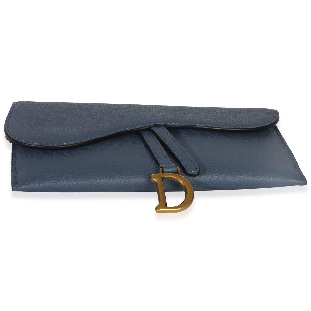 Christian Dior Blue Grained Calfskin Small Saddle Pouch With Chain Handbag 5