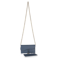 Christian Dior Blue Grained Calfskin Small Saddle Pouch With Chain Handbag 8