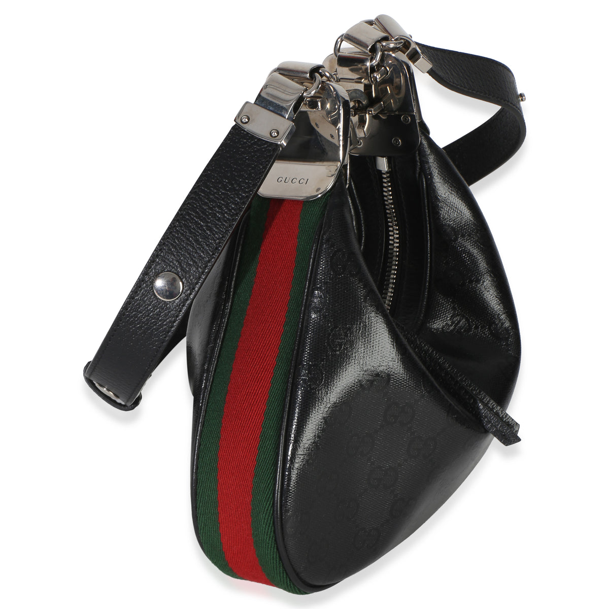 Gucci Black GG Crystal Coated Canvas Small Attache Crossbody Bag Handbag 3