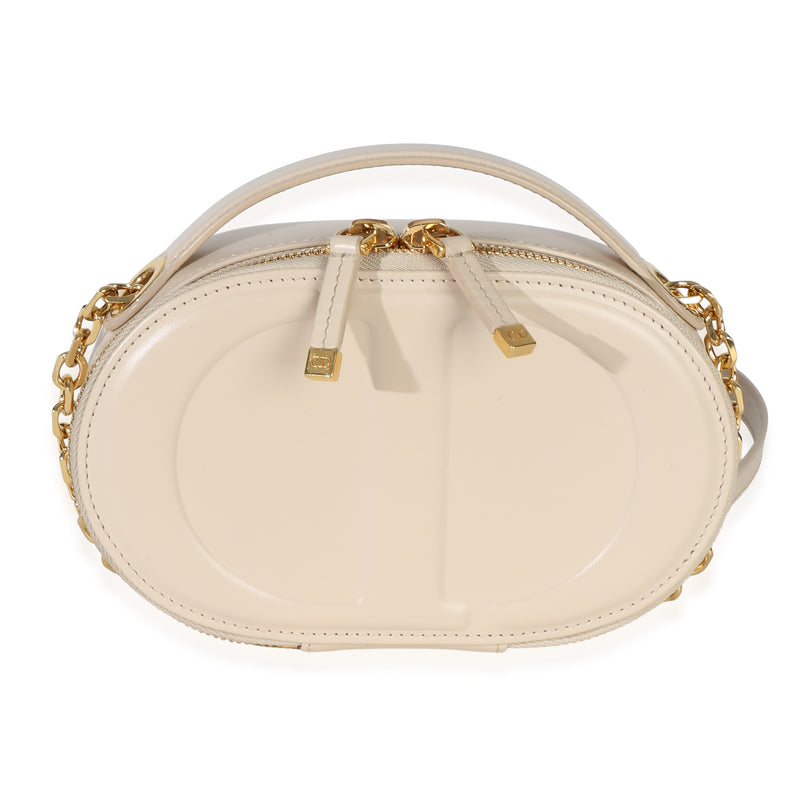 Christian Dior Cream Calfskin CD Signature Oval Crossbody Camera Bag Handbag fv