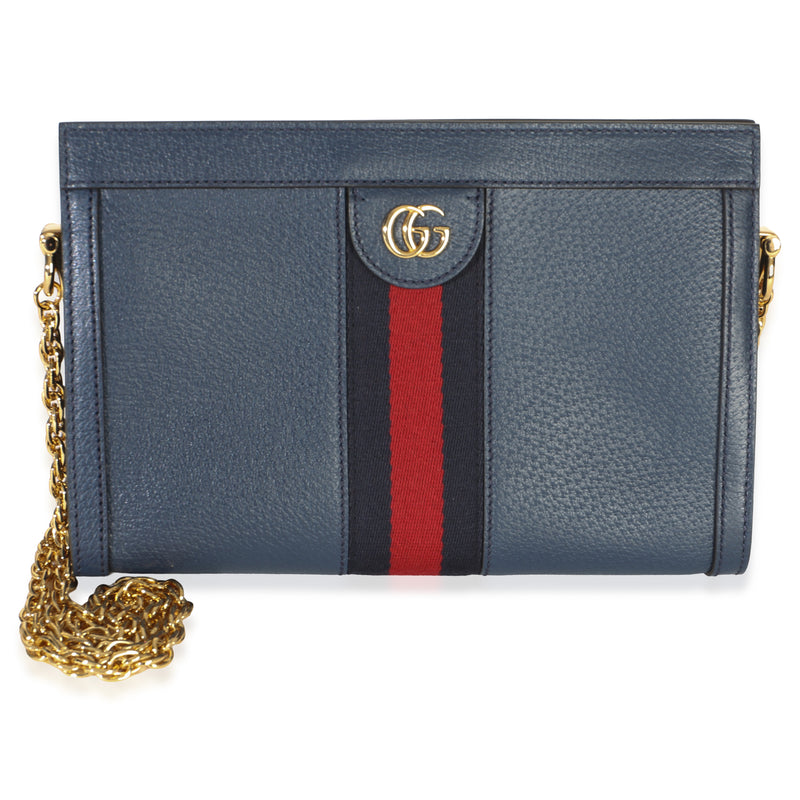 Gucci Navy Calfskin GG Ophidia Small Web Chain Bag Handbag fv