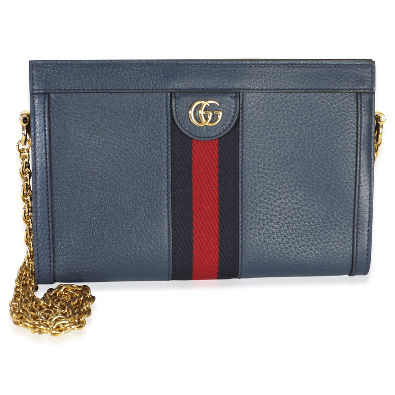 Gucci Navy Calfskin GG Ophidia Small Web Chain Bag Handbag id