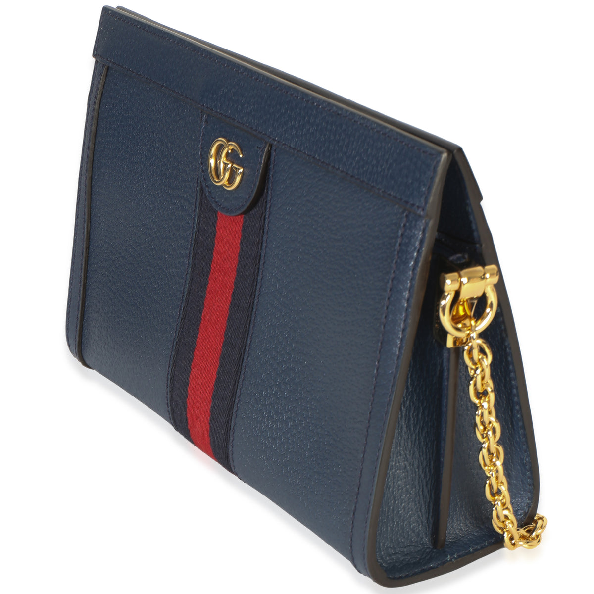 Gucci Navy Calfskin GG Ophidia Small Web Chain Bag Handbag 2
