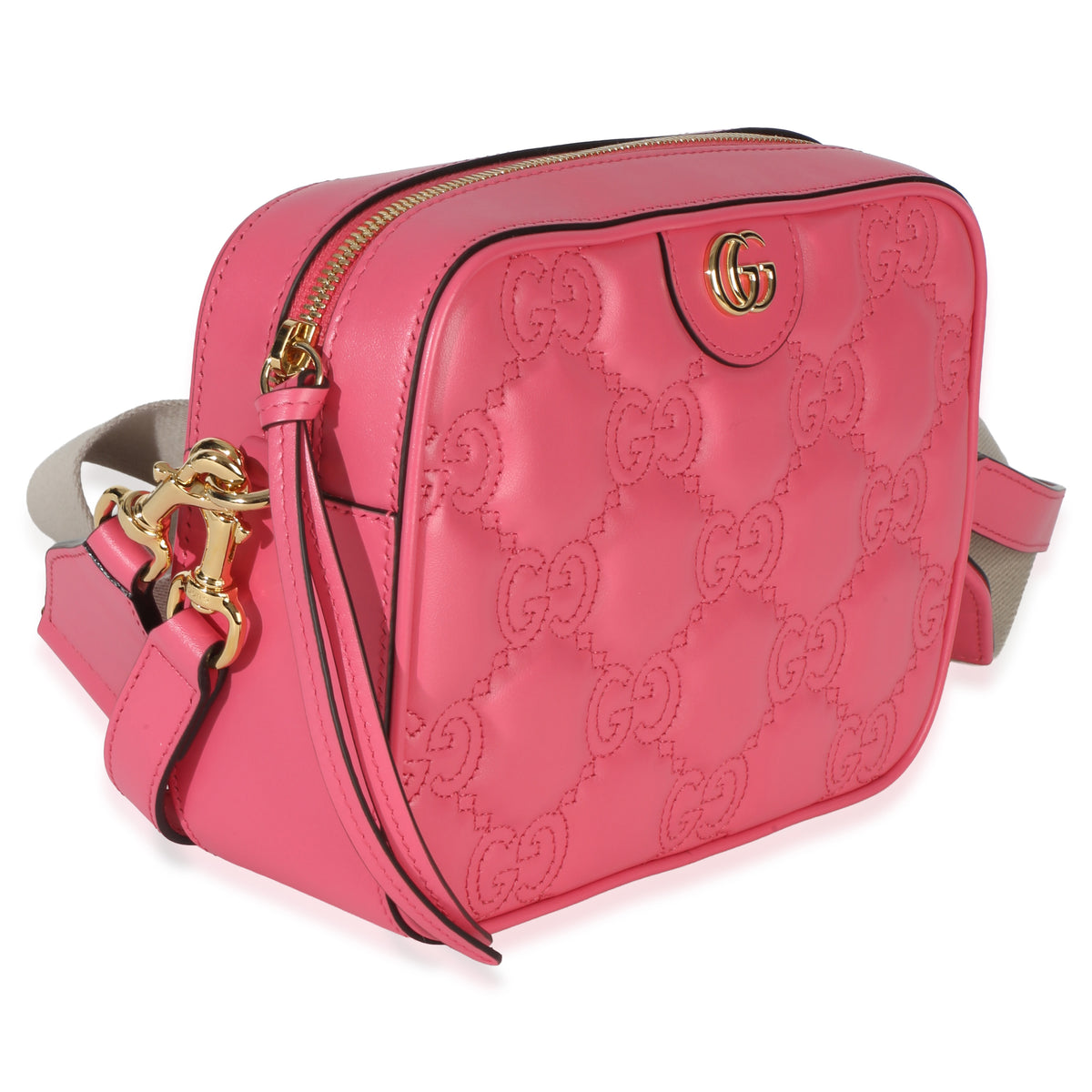 Gucci Pink GG Stitched Calfskin Matelasse Small Crossbody Bag Handbag 3