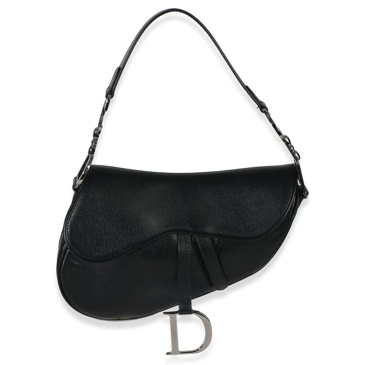 Christian Dior Vintage Black Calfskin Saddle Bag Handbag fv