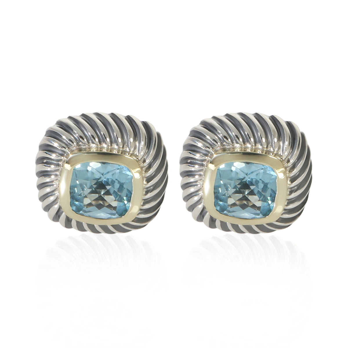 David Yurman Yellow Gold & Sterling Silver Topaz Albion Earrings fv