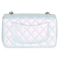 Chanel Blue Iridescent Quilted Goatskin Rectangular Mini Flap Handbag bv