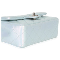 Chanel Blue Iridescent Quilted Goatskin Rectangular Mini Flap Handbag clasp