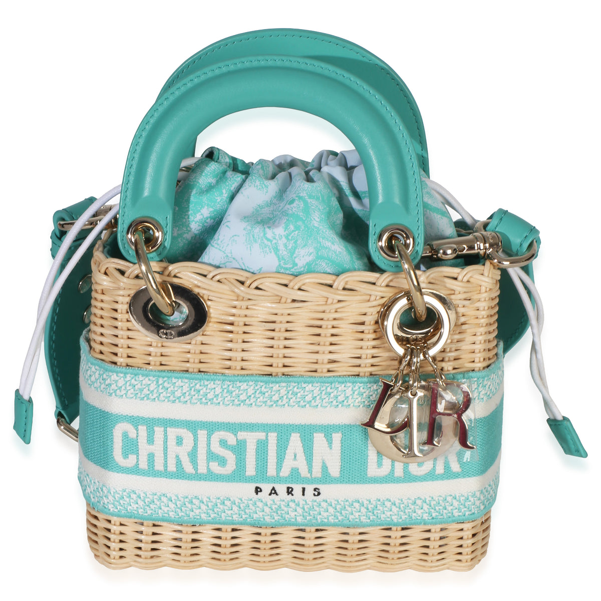 Christian Dior Teal Oblique Wicker Mini Lady Dior Handbag id