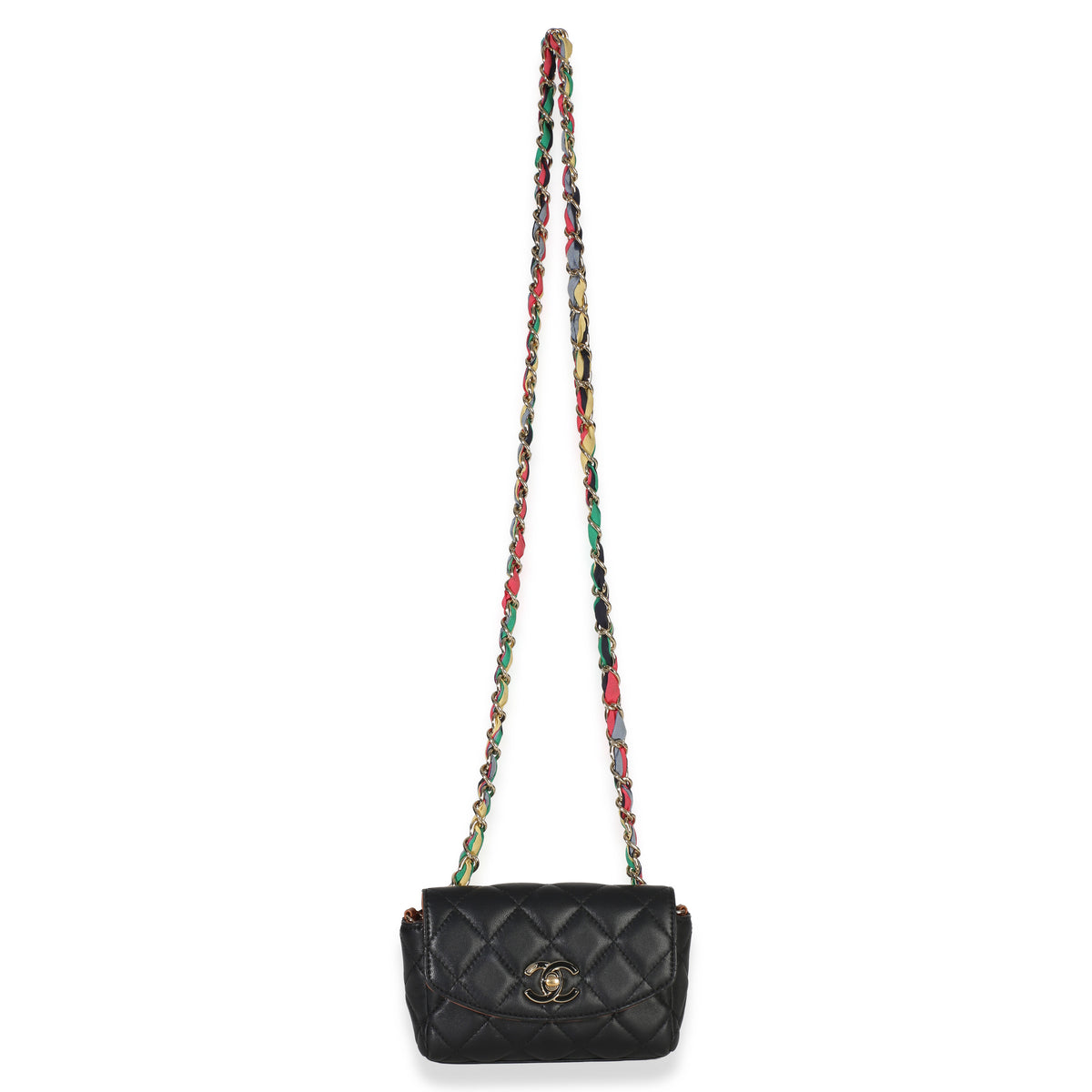 Chanel Black Quilted Lambskin Ribbon Chain Small Cocovado Flap Bag Handbag av