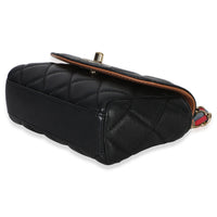 Chanel Black Quilted Lambskin Ribbon Chain Small Cocovado Flap Bag Handbag box