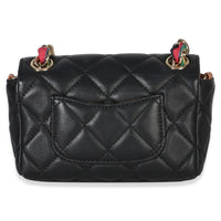Chanel Black Quilted Lambskin Ribbon Chain Small Cocovado Flap Bag Handbag bv