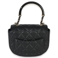 Chanel Black Quilted Lambskin CC Half Moon Top Handle Flap Handbag 4