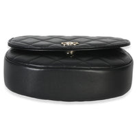 Chanel Black Quilted Lambskin CC Half Moon Top Handle Flap Handbag 5