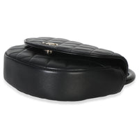 Chanel Black Quilted Lambskin CC Half Moon Top Handle Flap Handbag 6