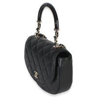 Chanel Black Quilted Lambskin CC Half Moon Top Handle Flap Handbag 2