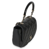 Chanel Black Quilted Lambskin CC Half Moon Top Handle Flap Handbag 3