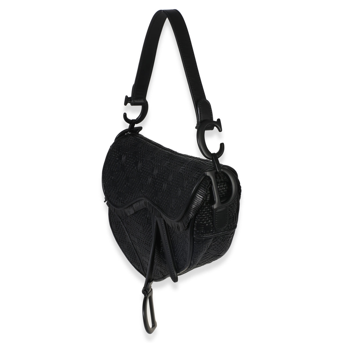 Christian Dior Black Ultramatte Woven Calfskin Saddle Bag Handbag 3