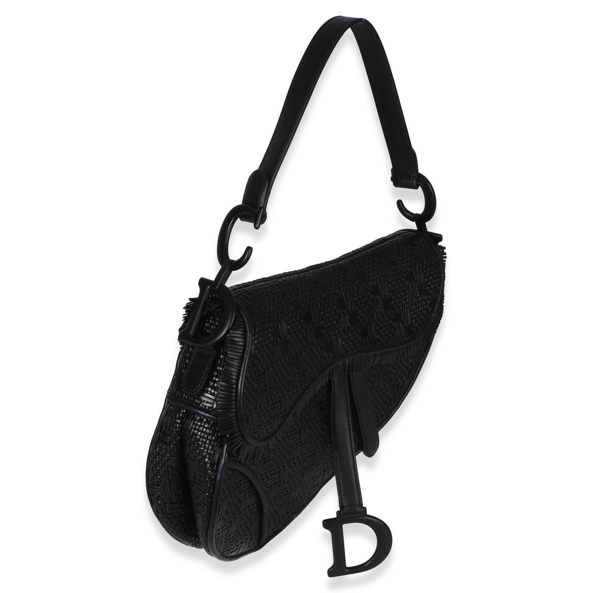 Christian Dior Black Ultramatte Woven Calfskin Saddle Bag Handbag 4